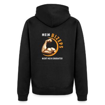 MES BICEPS, PAS MON CARACTÈRE - Veste à capuche bio Premium Unisexe - noir - Dos - Nico (187cm)