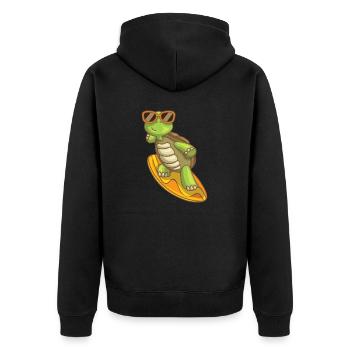 Sea Turtle Ocean Beach Surfing Turtle - Unisex Premium Organic Zip Hoodie - black - Back - Nico (187cm)