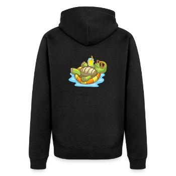 Sea Turtle Ocean Beach Swimming Turtle - Unisex Premium Organic Zip Hoodie - black - Back - Nico (187cm)