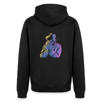 Service-Agent Offizier Detektiv - Unisex Premium Bio Zip Hoodie - Schwarz - Hinten - Nico (187cm)