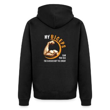 BICEPS YOU CAN SEE THE SUCCESS - Unisex Premium Bio Zip Hoodie - Schwarz - Hinten - Nico (187cm)