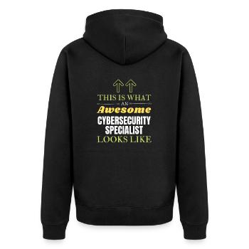 This is What an Awesome Cybersecurity Specialist L - Unisex Premium Organic Zip Hoodie - black - Back - Nico (187cm)