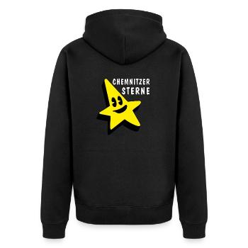 CHEMNITZ STAR FEVER - Unisex Premium Organic Zip Hoodie - black - Back - Nico (187cm)