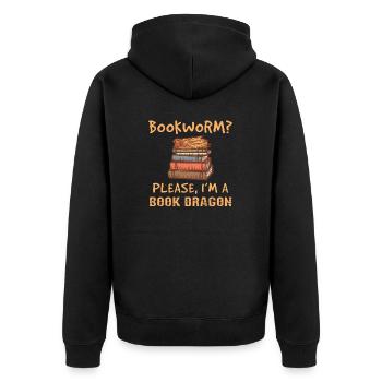 Buch Nerd Im Ein Buch Drachen Lesung - Unisex Premium Bio Zip Hoodie - Schwarz - Hinten - Nico (187cm)