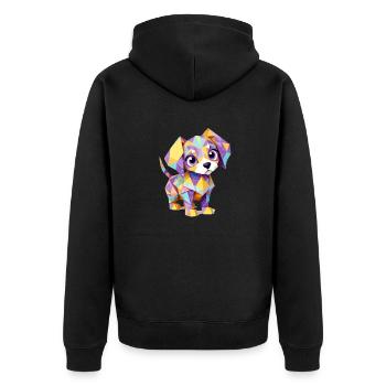 Welpe Verspielt Entzückend Spaß Tier Bunt Niedlich - Unisex Premium Bio Zip Hoodie - Schwarz - Hinten - Nico (187cm)