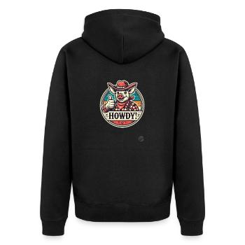 Western Parody Cowboy Pig Howdy - Unisex Premium Organic Zip Hoodie - black - Back - Nico (187cm)