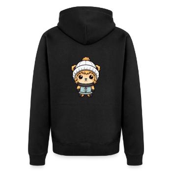 Lion Winter Animal Baby Comic - Unisex Premium Organic Zip Hoodie - black - Back - Nico (187cm)