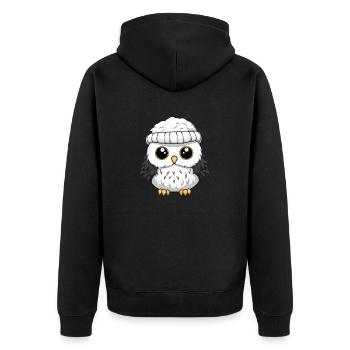 hibou hiver animal bébé bande dessinée - Veste à capuche bio Premium Unisexe - noir - Dos - Nico (187cm)