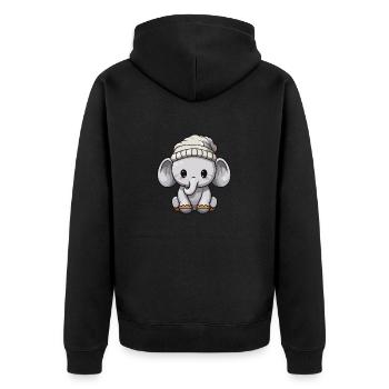Elefant Winter Tier Baby Comic - Unisex Premium Bio Zip Hoodie - Schwarz - Hinten - Nico (187cm)