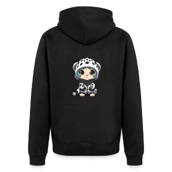 Snow leopard winter leopard baby - Unisex Premium Organic Zip Hoodie - black - Back - Nico (187cm)