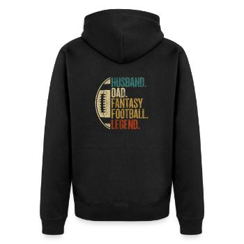 Ehemann Papa Fantasy Fußball Legende Retro FFL - Unisex Premium Bio Zip Hoodie - Schwarz - Hinten - Nico (187cm)