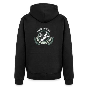 Not In The Moooooood Farmer Farming - Unisex Premium Organic Zip Hoodie - black - Back - Nico (187cm)