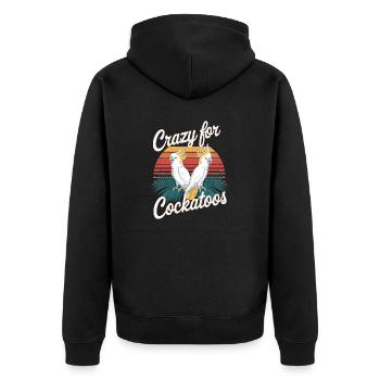 Verrückt Nach Kakadus Sonnenuntergang - Unisex Premium Bio Zip Hoodie - Schwarz - Hinten - Nico (187cm)