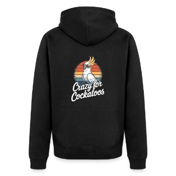 Crazy For Cockatoos Retro Sonnenbrille Vogel - Unisex Premium Bio Zip Hoodie - Schwarz - Hinten - Nico (187cm)
