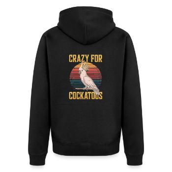 Crazy For Cockatoos Bunte Kakadus Retro - Unisex Premium Bio Zip Hoodie - Schwarz - Hinten - Nico (187cm)