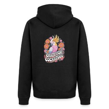 Crazy For Cockatoos Bunte Papageienfreude - Unisex Premium Bio Zip Hoodie - Schwarz - Hinten - Nico (187cm)