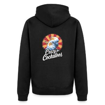 Crazy For Cockatoos Bunte Papageienfreude - Unisex Premium Bio Zip Hoodie - Schwarz - Hinten - Nico (187cm)