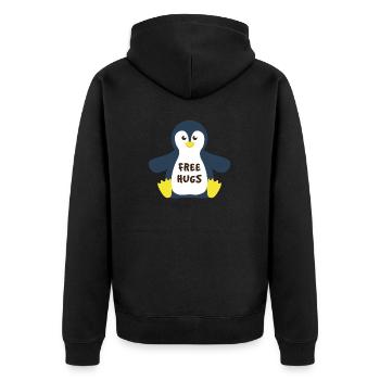 Kostenlose Umarmungen Winter Arktis Seevogel Pinguin - Unisex Premium Bio Zip Hoodie - Schwarz - Hinten - Nico (187cm)