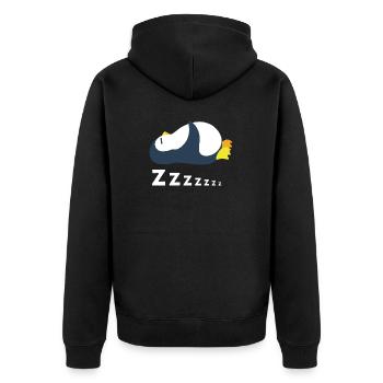 Zzzzzzz Winter Arktischer Seevogel Pinguin - Unisex Premium Bio Zip Hoodie - Schwarz - Hinten - Nico (187cm)
