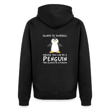 Be A Penguin Winter Seabird Penguin - Unisex Premium Organic Zip Hoodie - black - Back - Nico (187cm)