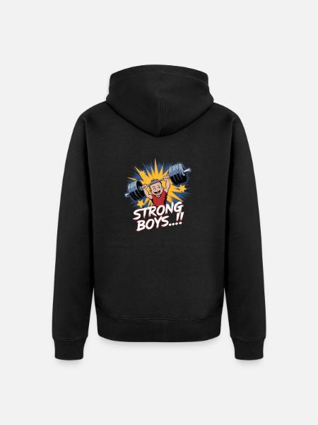 STRONG BOYS - Unisex Premium Organic Zip Hoodie - black