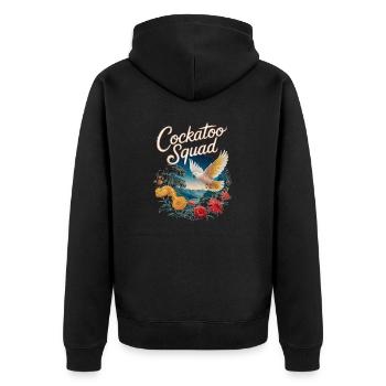 Cockatoo Squad Paradiesische Blumenpracht - Unisex Premium Bio Zip Hoodie - Schwarz - Hinten - Nico (187cm)