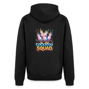 Cockatoo Squad Bunte Party Papageien Spaß - Unisex Premium Bio Zip Hoodie - Schwarz - Hinten - Nico (187cm)