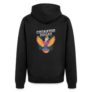 Bunte Cockatoo Squad Papageien Abenteuer - Unisex Premium Bio Zip Hoodie - Schwarz - Hinten - Nico (187cm)