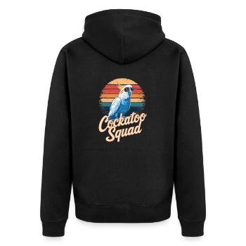 Cockatoo Squad Lustiger Kakadu Club - Unisex Premium Bio Zip Hoodie - Schwarz - Hinten - Nico (187cm)