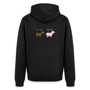 Mama Mama Deine Mama Meine Mama Muttertag - Unisex Premium Bio Zip Hoodie - Schwarz - Hinten - Nico (187cm)