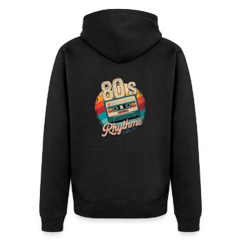 80er Jahre Rhythmus Kassette - Unisex Premium Bio Zip Hoodie - Schwarz - Hinten - Nico (187cm)