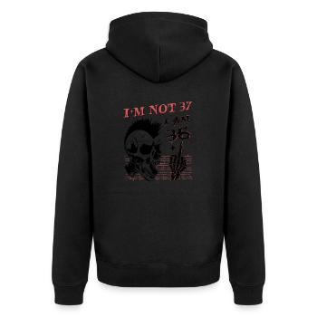J’ai 36 ans et majeur - 37e anniversaire - Veste à capuche bio Premium Unisexe - noir - Dos - Nico (187cm)