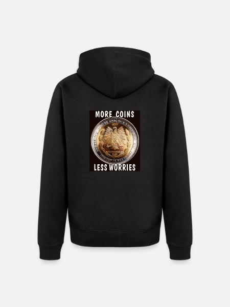 MEER MUNTEN, MINDER ZORGEN - Uniseks Premium bio ziphoodie - zwart