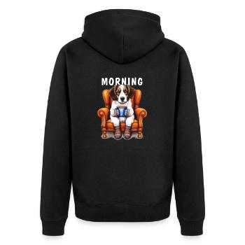 DOG MORNING - Unisex Premium Organic Zip Hoodie - black - Back - Nico (187cm)