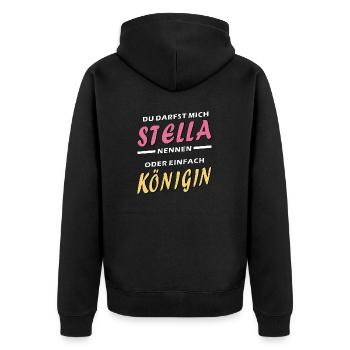 STELLA KÖNIGIN - Unisex Premium Bio Zip Hoodie - Schwarz - Hinten - Nico (187cm)