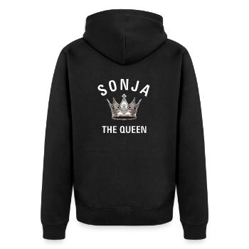 SONJA THE QUEEN - Unisex Premium Bio Zip Hoodie - Schwarz - Hinten - Nico (187cm)