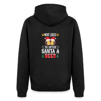 Most Likely To Offer Santa A Beer - Unisex Premium Organic Zip Hoodie - black - Back - Nico (187cm)