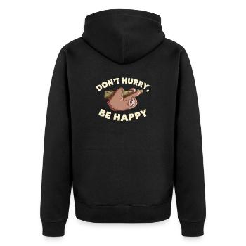 Träge Eile nicht Glücklich Langsames Faultier - Unisex Premium Bio Zip Hoodie - Schwarz - Hinten - Nico (187cm)