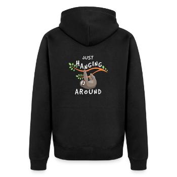 Faul Nur Herumhängen Langsames Faultier - Unisex Premium Bio Zip Hoodie - Schwarz - Hinten - Nico (187cm)