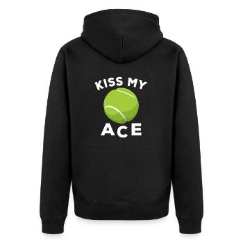 Sportschläger Kiss Ace Racquet Tennis - Unisex Premium Bio Zip Hoodie - Schwarz - Hinten - Nico (187cm)