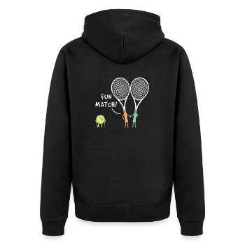 Sport Schläger Fun Match Schläger Tennis - Unisex Premium Bio Zip Hoodie - Schwarz - Hinten - Nico (187cm)