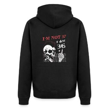 J’ai 36 ans et majeur - 37e anniversaire - Veste à capuche bio Premium Unisexe - noir - Dos - Nico (187cm)