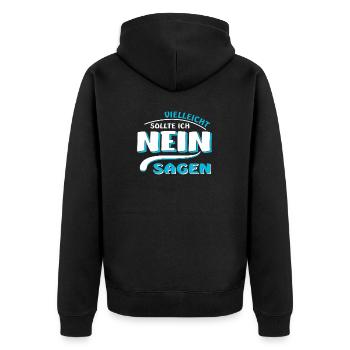 NEIN SAGEN - Unisex Premium Bio Zip Hoodie - Schwarz - Hinten - Nico (187cm)