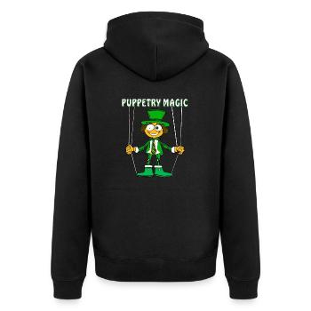 PUPPETRY MAGIC - Unisex Premium Organic Zip Hoodie - black - Back - Nico (187cm)