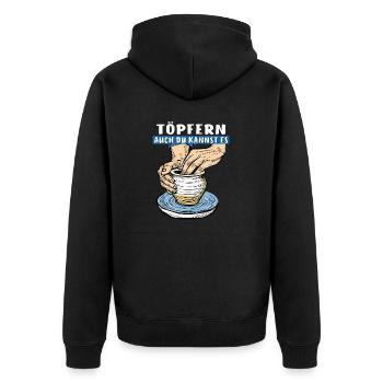 TÖPFERN AUCH DU KANNST ES - Unisex Premium Bio Zip Hoodie - Schwarz - Hinten - Nico (187cm)