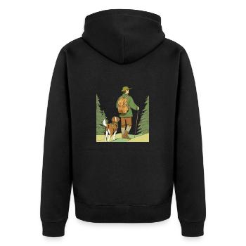 FORESTER, RANGER, HUNTER - Unisex Premium Organic Zip Hoodie - black - Back - Nico (187cm)