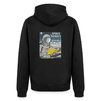 ASTRONAUT BUCH SPACE HERO USER MANUAL - Unisex Premium Bio Zip Hoodie - Schwarz - Hinten - Nico (187cm)