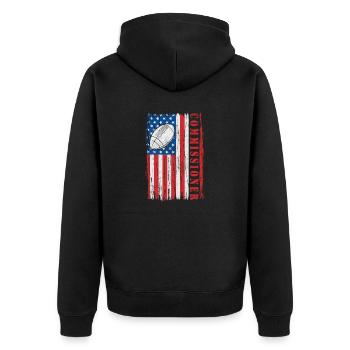 Commissioner Fantasy Football USA Flag Funny - Unisex Premium Organic Zip Hoodie - black - Back - Nico (187cm)