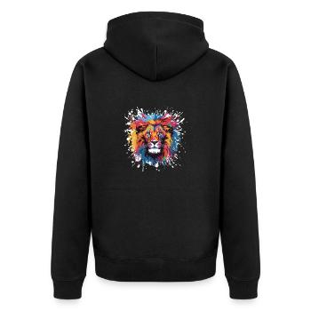 Löwe Kopf Porträt Pop Art - Unisex Premium Bio Zip Hoodie - Schwarz - Hinten - Nico (187cm)