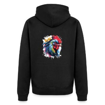 Rooster Head Portrait Pop Art - Unisex Premium Organic Zip Hoodie - black - Back - Nico (187cm)